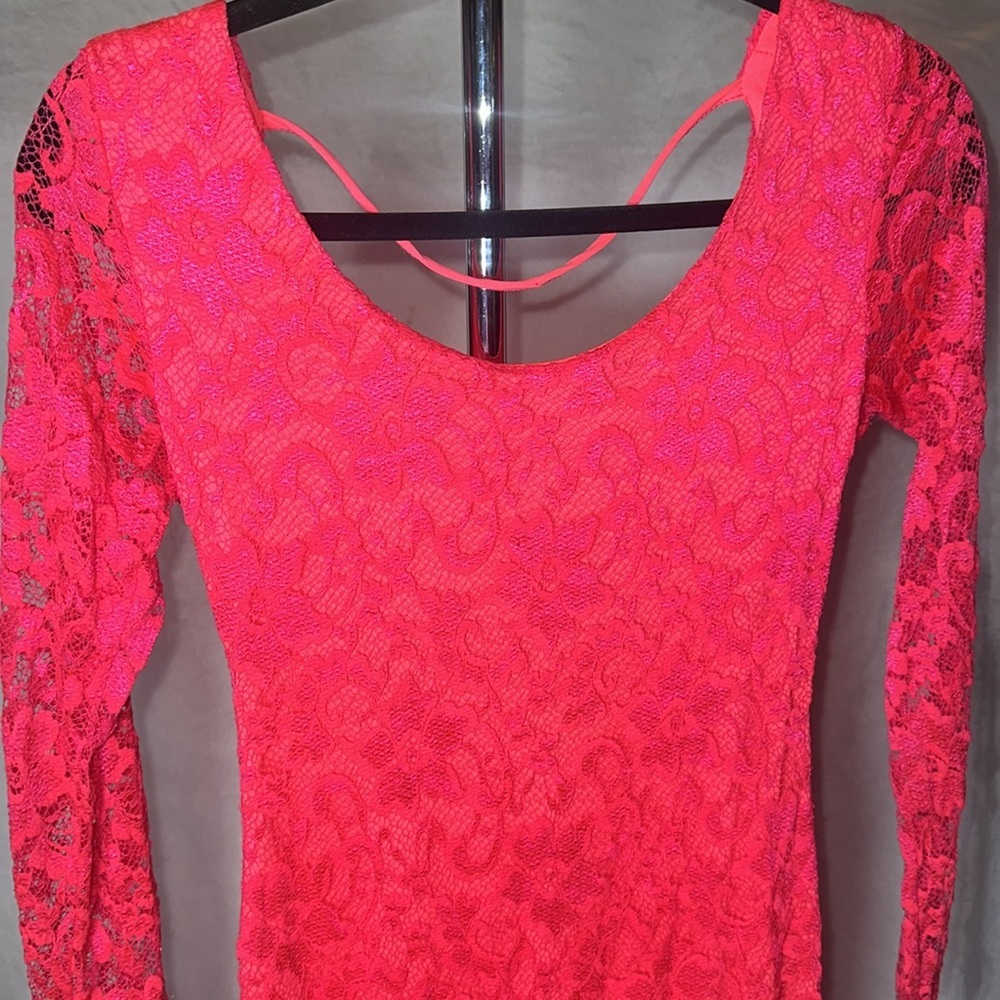 Sexy Eye Catching Hot Pink Lacey Dress